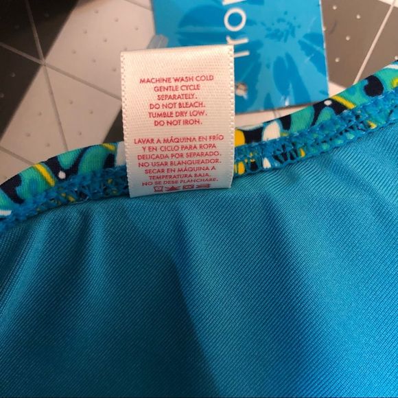 NWT Tropical Escape Missy TE Tankini Halter Bikini Green Mosaic Swimsuit Size 14 - Picture 10 of 13